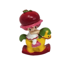 Vintage Strawberry Shortcake Miniatures Cherry Cuddler On Rocking Horse Pvc - £18.56 GBP