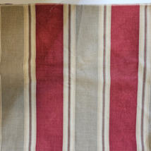 Waverly Country Club Ticking Stripes Fabric Taupe Red Tan 2 yards 56&quot; wide - £31.55 GBP