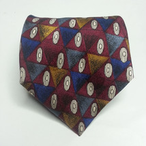 jsaco men dress silk tie 3.75&quot; wide 59&quot; long multi-color artsitc pattern  - £6.97 GBP