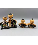 Vtg Japanese Kokeshi Doll Set Hand Painted Wooden Folk Art Black - $33.00