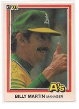 Autographed 1981 Donruss baseball card # 479 BILLY MARTIN Oakland A&#39;s - $45.00