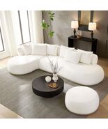 Beige Oversized L-Shape Sectional Sofa with Ottoman &amp; Left Chaise - $3,943.86 CAD