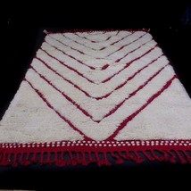 Moroccan Rug Beni Ourain Small Berber Rug, Maroon Handmade Morrocan Shag Rug - £188.47 GBP