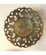 Antique Champleve on Brass Filigree Bowl undated - $8,077.91 MXN