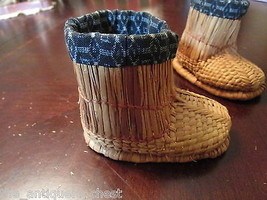 Antique 1900s rice straw child boots, 4&quot; x 5&quot;,hand made [japbx] - £98.61 GBP