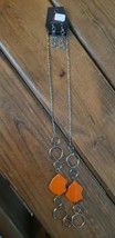 Paparazzi Long Necklace &amp; Earring set (new) #599 HOOPS &amp; ORANGE STONES - $7.61