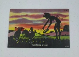 SCARCE Curt Teich Tempting Treat Silhouette Series C- 679 Linen Postcard... - $14.98