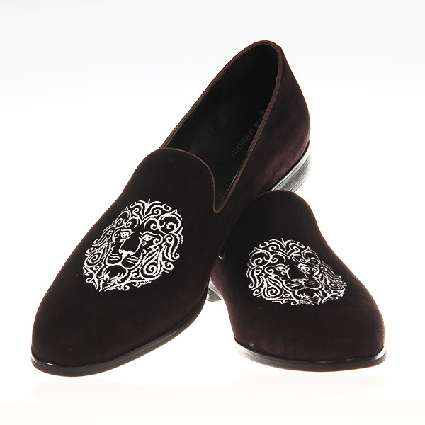 New Mens Velvet Shoes, Men brown Embroidered Velvet casual Shoes Slipper 2019
