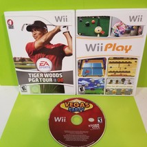 Wii Play Wii Vegas Party Wii Tiger Woods &#39;08 Wii Nintendo Lot of 3 Video... - £10.24 GBP