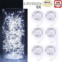 6 Pack 20 Led 6.5 Ft Led Micro Lights Copper Wire String Fairy Lights Cool White - £7.05 GBP