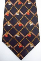 NEW Gorgeous Bullock &amp; Jones Black With Gold Tassels Silk Tie Made in Fr... - $37.99