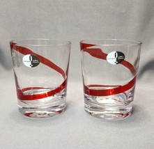 Pier 1 Swirline Red Double Old Fashioned Whiskey Rocks Glasses Lowball S... - £19.47 GBP