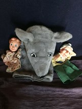 Vintage Lot of Peter Pan Wendy Grandma &amp; Large Plush Gray Wolf from Litt... - $28.66