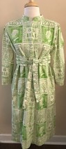 Studio Picone Roma Vintage Womens Dress Green White Postage Stamps Italy... - £118.37 GBP