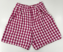 Vintage Womens Rafaella Shorts Size 8 Pink White Plaid High Waisted - £7.32 GBP