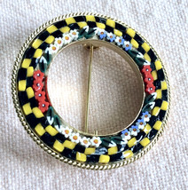 Lovely and Bright Micro Mosaic Circle Pin Made in Italy - £31.97 GBP