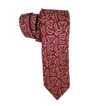 A.M. Burns Westchester Stand Crooked Vintage Silk Red Paisley Men&#39;s Tie ... - $21.19