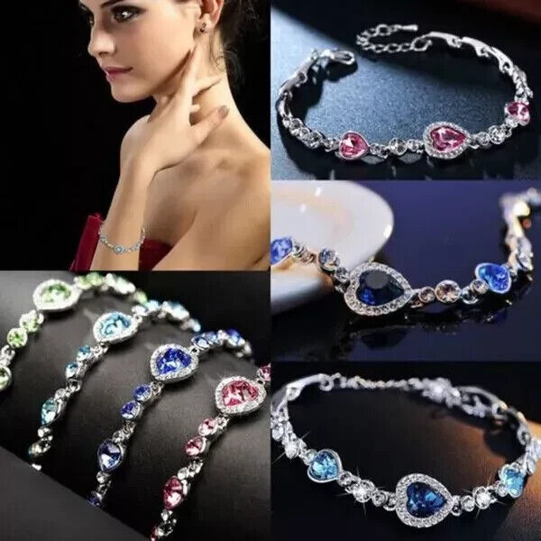 Hot Fashion Sexy Women Girls Crystal Jewelry Silver Plated Charm Bracele... - $11.95
