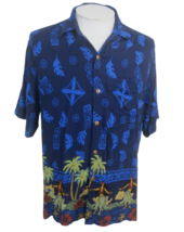 Hibiscus Men Hawaiian camp shirt p2p 23 M aloha tiki tropical hula girl vintage - £23.48 GBP