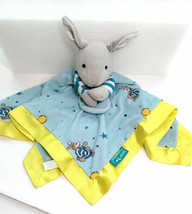 Goodnight Moon Bunny Baby Lovey Security Blanket Blue Yellow Satin 17x16 in.  - $12.87