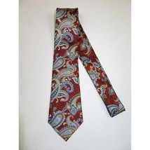 Men's 100% Silk Necktie By Bruno Piattelli Paisley Floral Fancy BP23 Cognac Blue image 2
