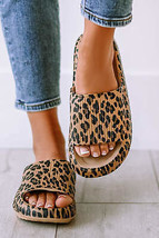 Leopard Print Thick Sole Slip On Slippers - £13.20 GBP