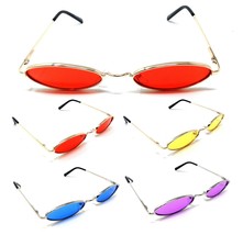 Slim Round Oval Hippie Sunglasses Sleek Classic Casual Retro Designer Fashion - £7.95 GBP