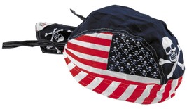 New Zan Headgear Flydanna Patriotic Skull Cap 100% Cotton Flags &amp; Skulls - £5.65 GBP