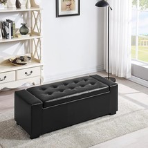 Messina Lift-Top Storage Ottoman Bench With Faux-Leather Upholstery And Nailhead - £304.45 GBP