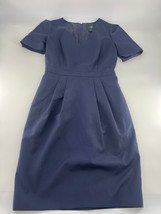 J. Crew Suiting Dress Womens Size 4 Navy Blue Pencil Short Sleeve Knee L... - $48.50