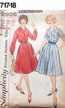 VTG 1960s Sewing Pattern Simplicity #2926 Size 16-1/2 Bust 37 Shirt Dress - $16.78