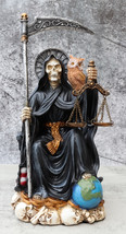 Ebros 9&quot; Tall Bone Mother Holy Death Black Tunic Robe Sitting On Throne Statue - £35.39 GBP