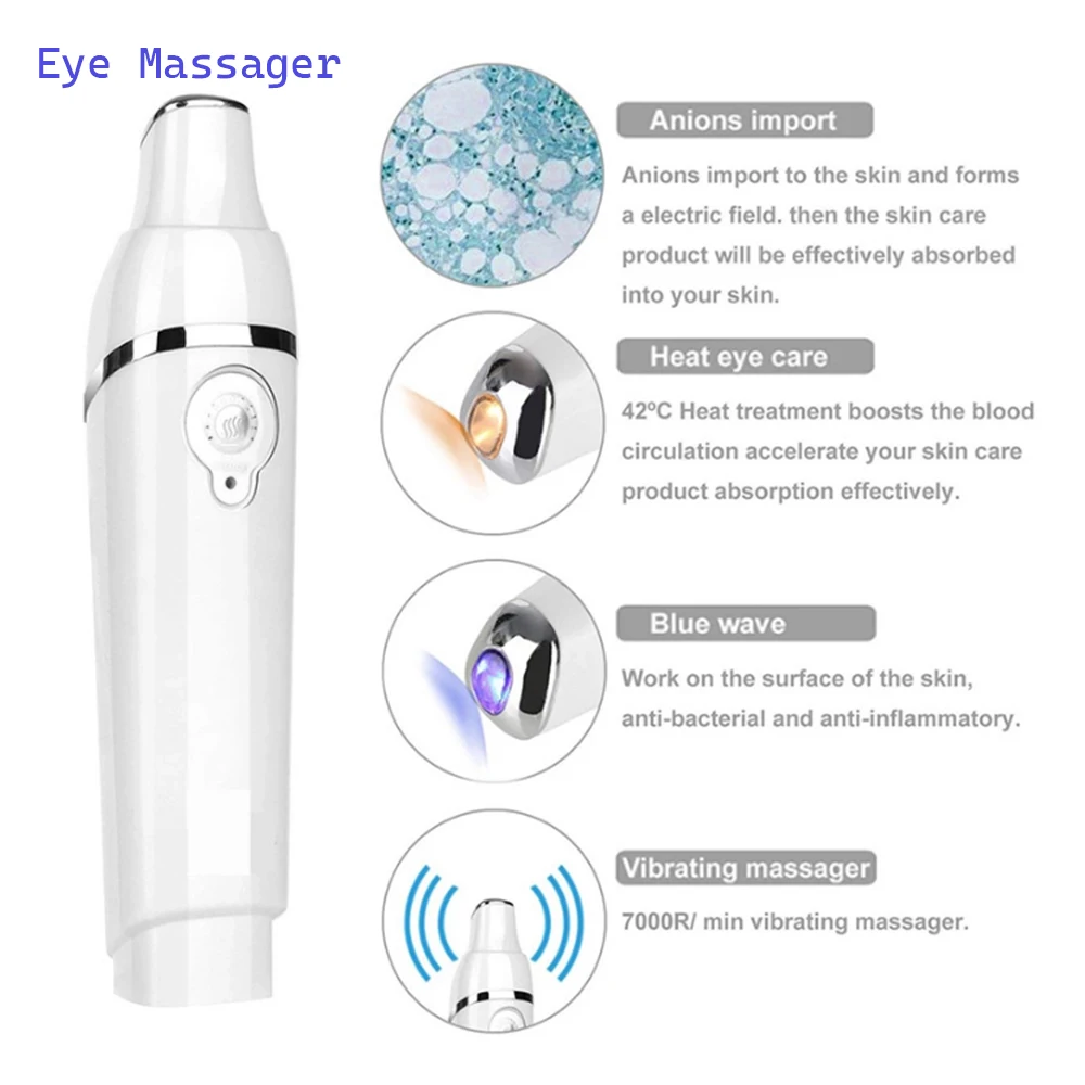 Electric Eye Facial Massage Vibration Massager Heating Relaxation Phototherapy - £27.64 GBP