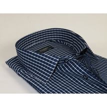 Men's Shirt By CASILA Turkey Cotton Blend Long Sleeves 502050-03 Navy Checker image 5