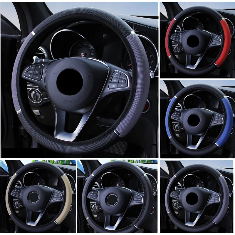 38CMUniversal Car Steering Wheel Cover Metal Without Inner Ring Elastic Leather - £9.82 GBP