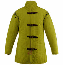 Medieval Thick Padded Gambeson Aketon Coat Armor cotton sac lap off Yellow - £66.02 GBP+