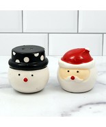 Frosty and Santa Winter Holiday Salt and Pepper Shakers - £7.46 GBP