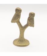 Vintage Brass Owls In A Tree Small Ornamental Figure {A} - $19.83