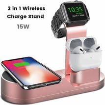 3 In 1 Qi Wireless Fast Charger Dock Stand For Apple Watch Air pods iPhone WCR 3 - £15.02 GBP