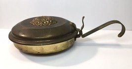Vintage Brass Silent Butler Ash Pan Hinged Lid Crumb Catcher Domed Flower Top - £19.54 GBP