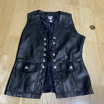 90&#39;s Retro Helium París Woman&#39;s Faux Leather Black Lace-Up Vest. Sz Smal... - $24.01