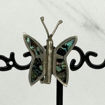 Vintage Mexico Silver Tone Abalone Shell Inlay Butterfly Single Clip On ... - £7.87 GBP