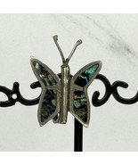 Vintage Mexico Silver Tone Abalone Shell Inlay Butterfly Single Clip On ... - £7.73 GBP