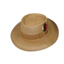 Men Bruno Capelo Braid Straw Style Spring Hat Wide Brim GAMBLER GAMS206 Tan image 3