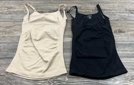 Lot of 2 Memoi Shapewear Tank Top&#39;s Beige And Black Size Large - £14.22 GBP