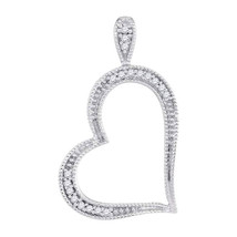 10k White Gold Womens Round Diamond Milgrain Open-center Heart Pendant 1/20 Cttw - $119.00