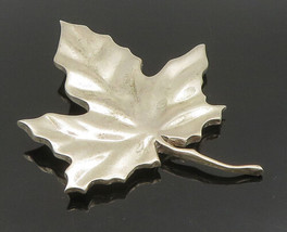 MMA 925 Sterling Silver - Vintage Modernist Single Leaf Brooch Pin - BP9451 - $117.31