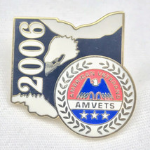 AMVETS Ohio State Shape Bald Eagle Pin Gold Tone Enamel USA Veteran 2006 - £7.11 GBP