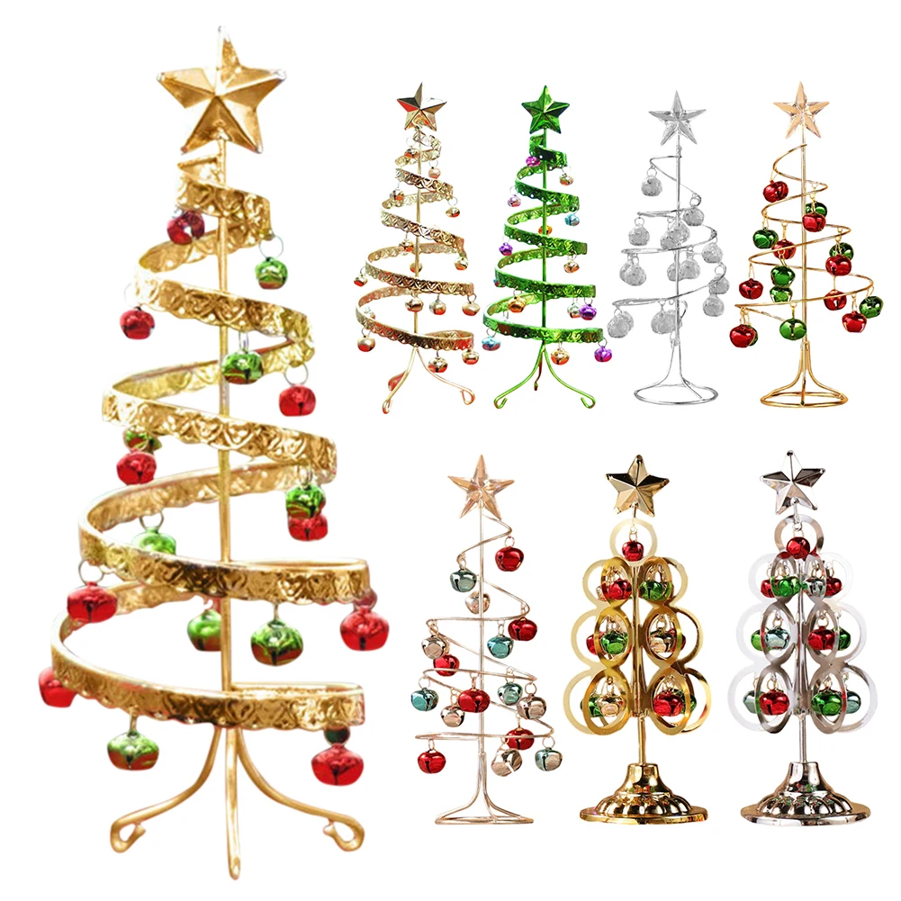 Xmas Tree Handicraft with Bell Decor Mini Christmas Tree Ornament Rustproof - £13.30 GBP