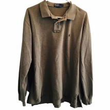 VTG Polo Ralph Lauren Shirt Long Sleeve Men XL Khaki Tan Preppy Quarter Button - £18.53 GBP
